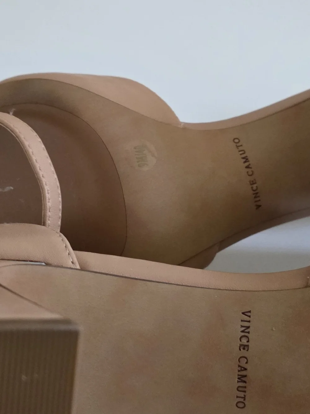 Vince Camuto Nude Pointed-Toe Block Heel Ankle-Strap Pumps